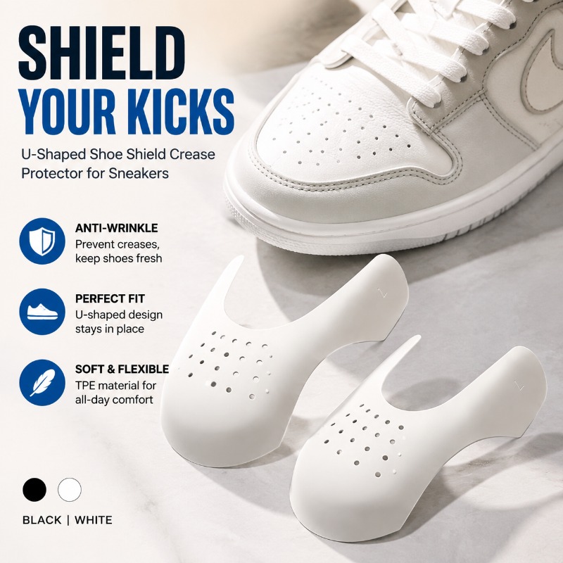 Crease Protector Toe - 靴のつま先のしわ防止プロテクター、スニーカーのしわ防止シールド、靴のサポートストレッチャー、しわ防止シューガード、形状保持器（運動靴用）